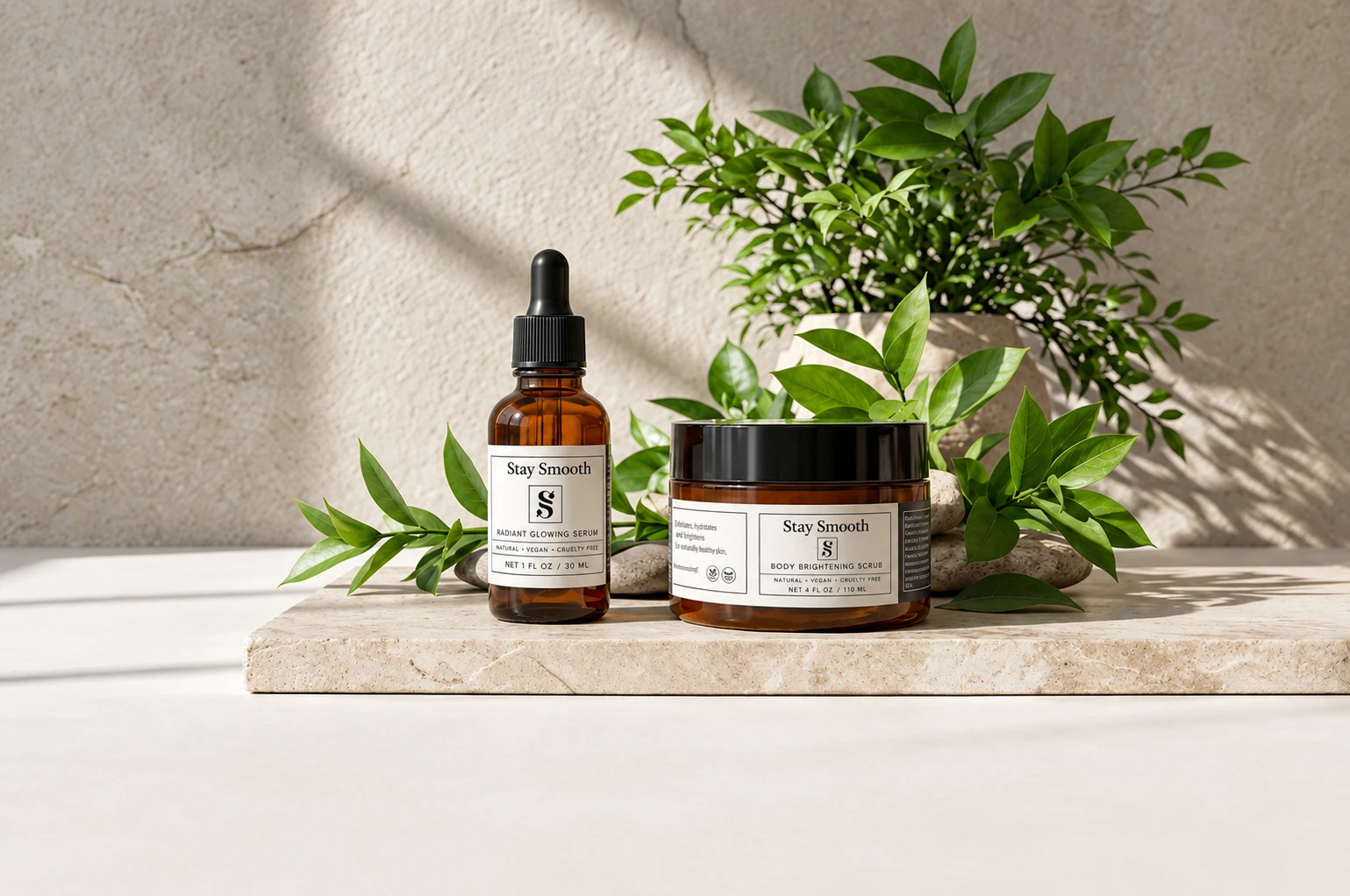 Stay Smooth skincare products: Exfoliating Scrub and Soothing Ingrown Oil